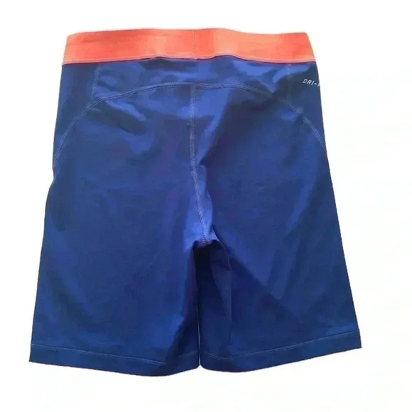 NIKE Pro DriFit Blue/Orange Highrise Compression Athletic Shorts Size M - Picture 2 of 12